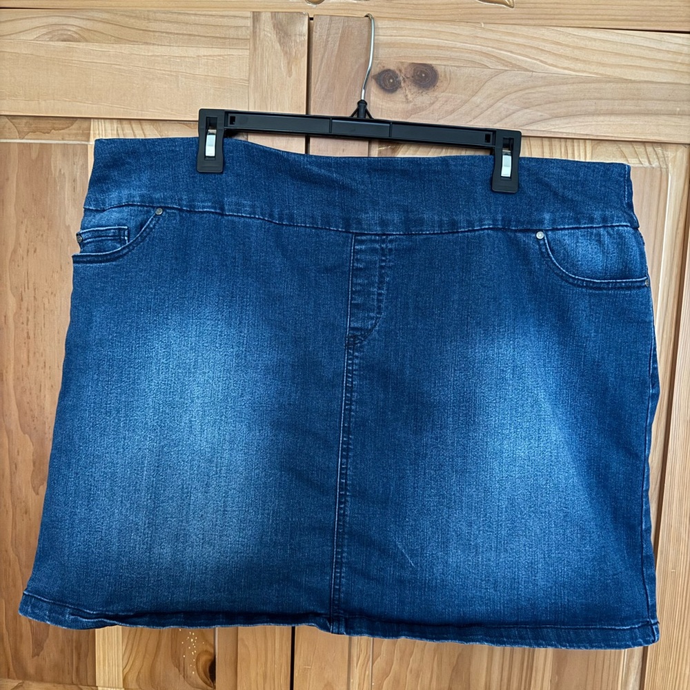 S.C. & CO. Dark Blue Denim Mini Skirt with shorts underneath
